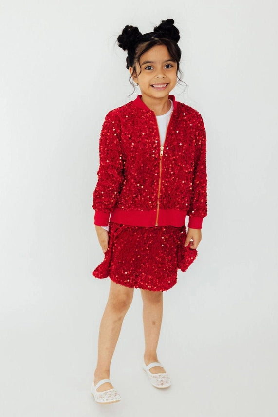 Mila & Rose Red  Sequin Twirl Skort