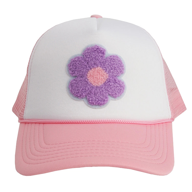 Sparkle Sister Patch Flower Trucker Hat - Lavender