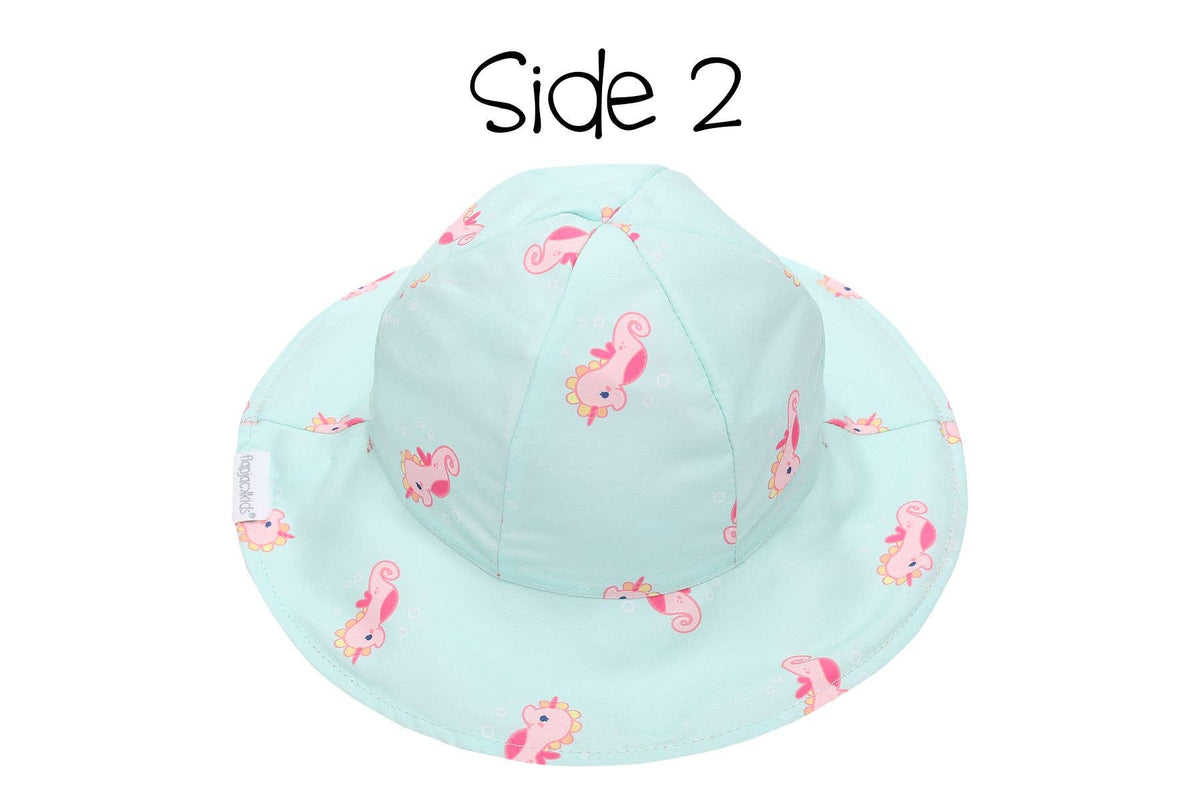 FlapJackKids - Kids UPF50+ Patterned Sun Hat - Mermaid/Seahorse