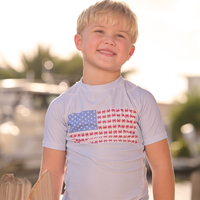 Sugar Bee Clothing -  Boys Swim Short Sleeve Rashguard - Coastal Crab