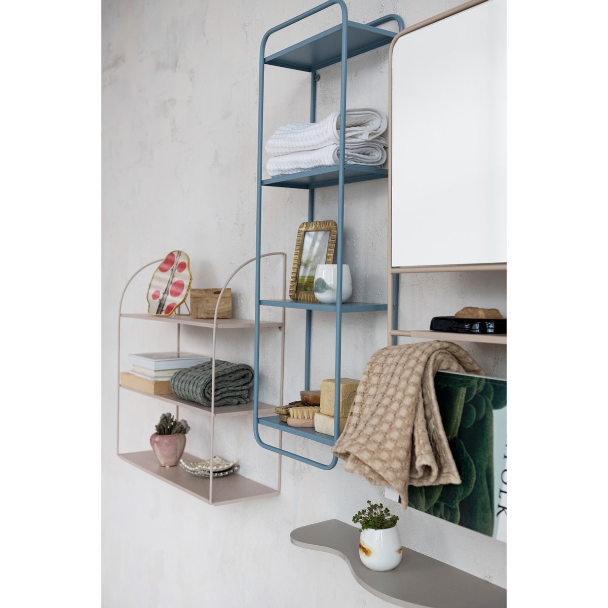 Bloomingville Metal Wall Shelf w/ 4 Shelves, Blue