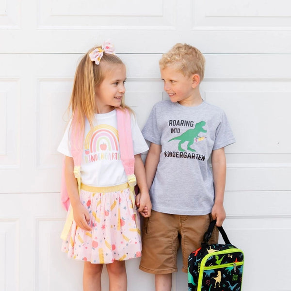 Sweet Winks Roaring into Kindergarten Short Sleeve T-Shirt-Gray