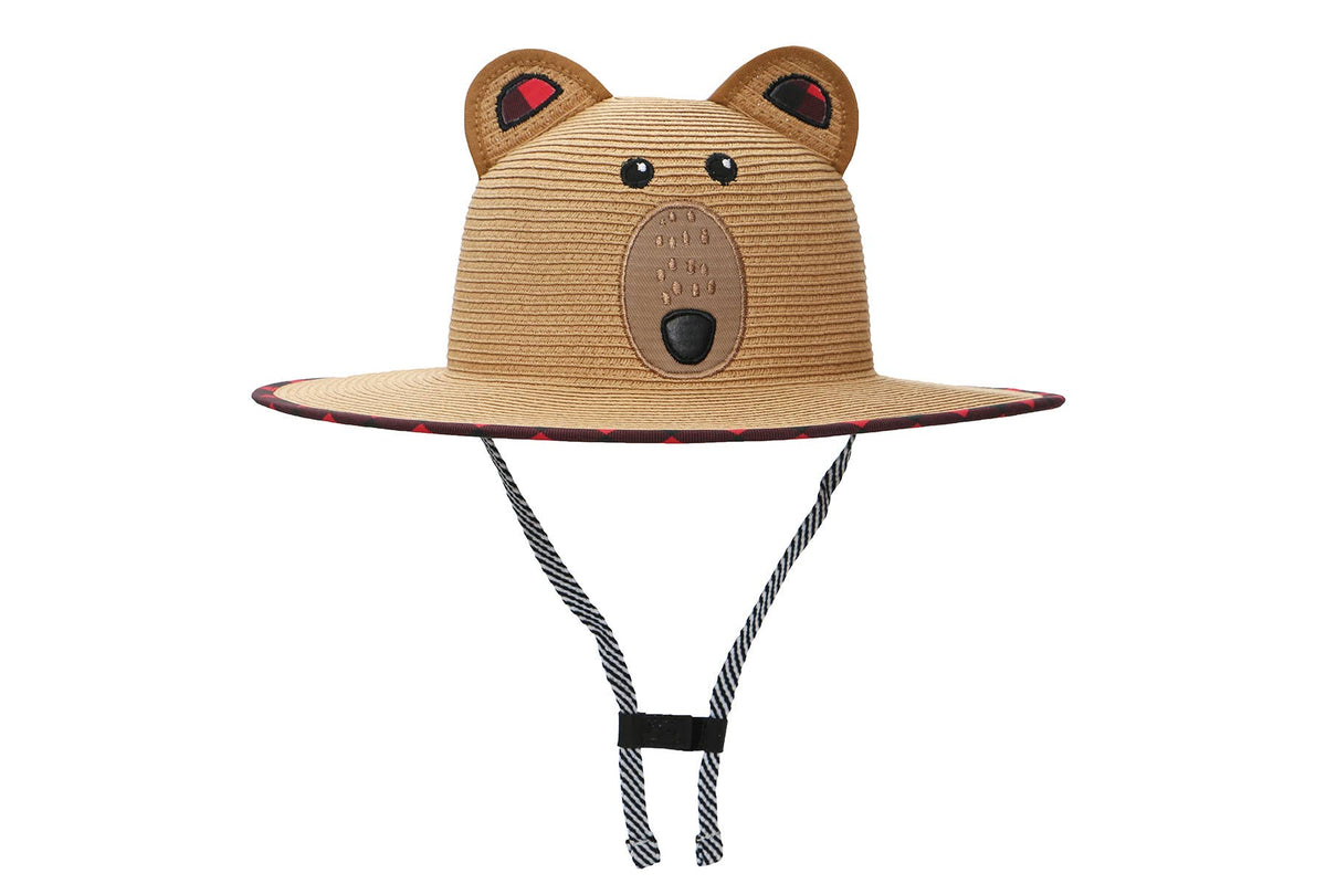 FlapJackKids - Kids' UPF50+ Straw Hat - Bear