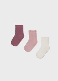 Mayoral Baby 3-Pack Ribbed Socks II Quartz