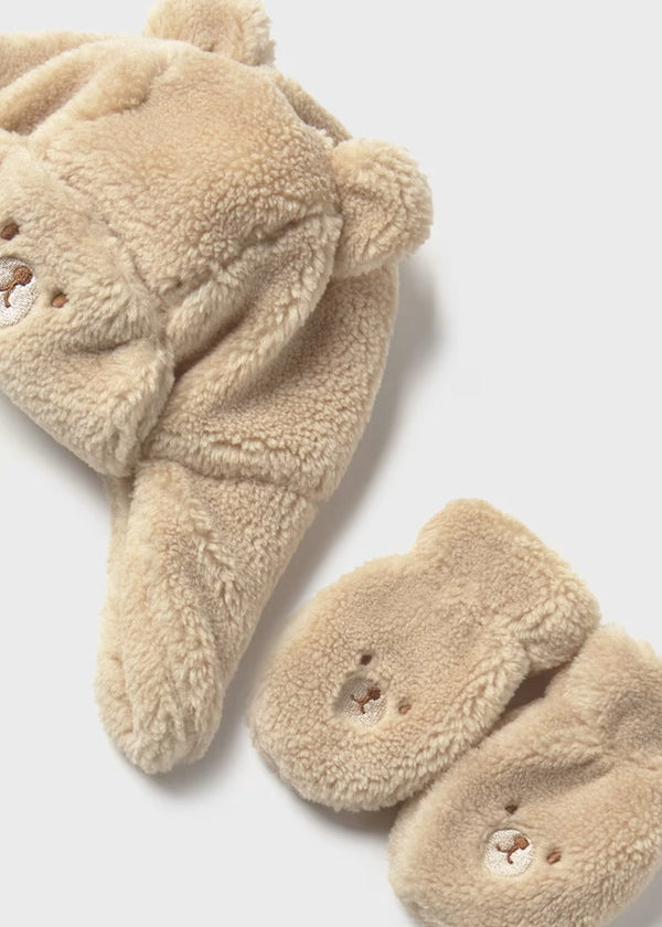 Mayoral Baby Hat and Mittens Set with Bear