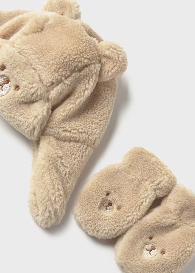 Mayoral Baby Hat and Mittens Set with Bear