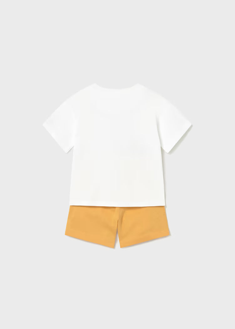 Mayoral Baby Knit Shorts and T-Shirt 2-Piece Set- Peach