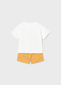 Mayoral Baby Knit Shorts and T-Shirt 2-Piece Set- Peach
