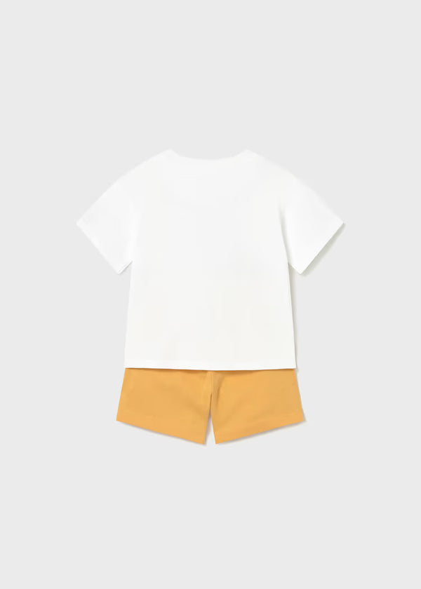Mayoral Baby Knit Shorts and T-Shirt 2-Piece Set- Peach