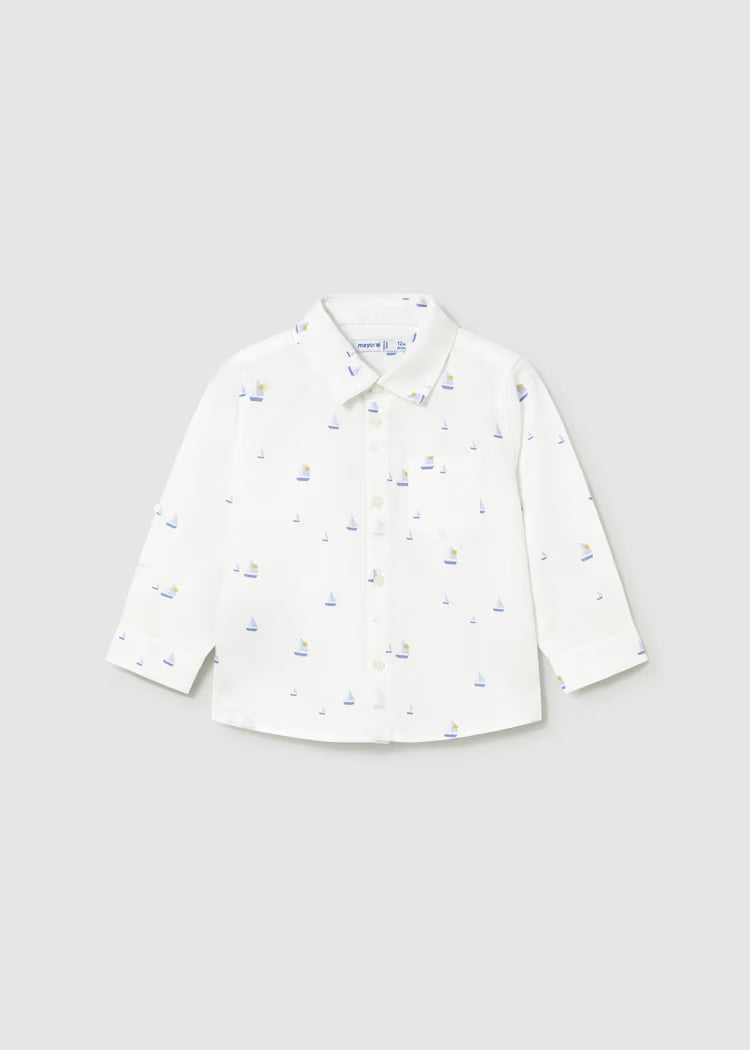 Mayoral Baby Linen Shirt-Boat White