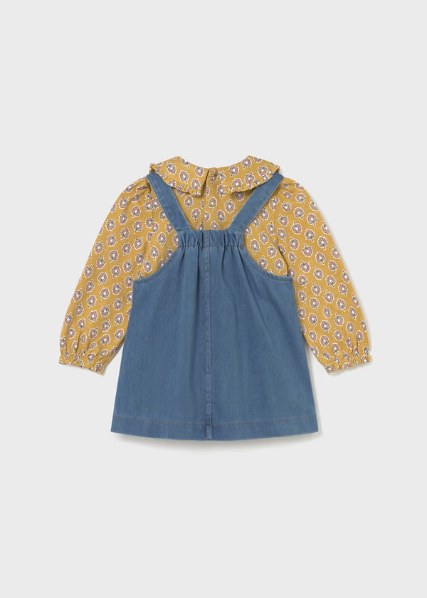 Mayoral Baby Overall Dress and T-Shirt Set II Medium Denim