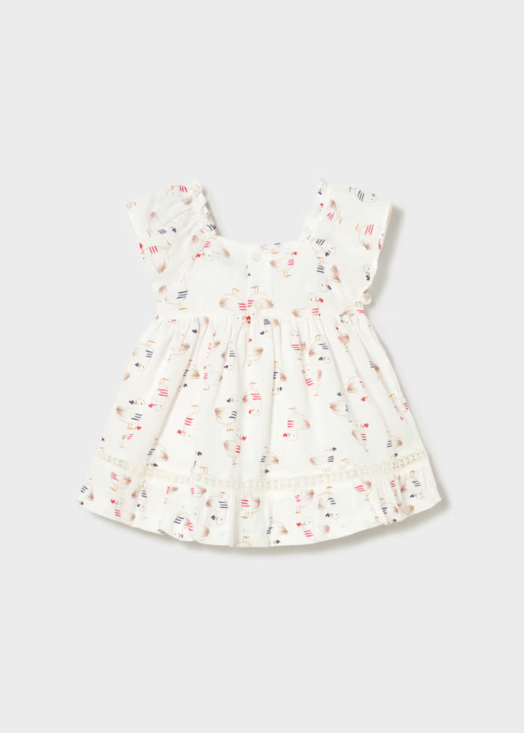 Mayoral Baby Printed Dress- Red Seagulls
