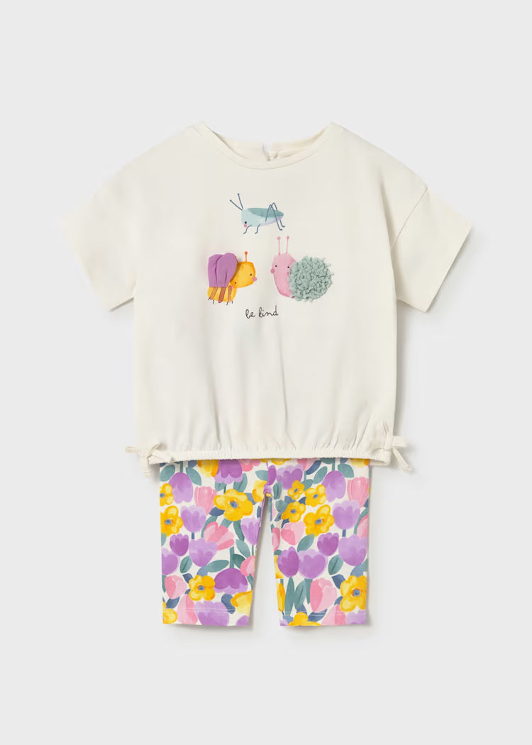 Mayoral Baby Printed Leggings and T-shirt Set- Lilac