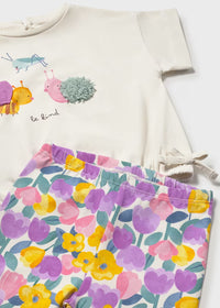 Mayoral Baby Printed Leggings and T-shirt Set- Lilac