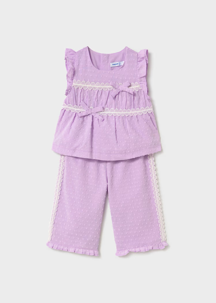 Mayoral Baby Ruffled Pants and Blouse 2-Piece Set-Mauve