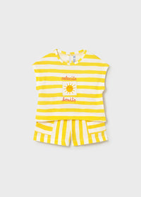 Mayoral Baby Striped Shorts and T-Shirt 2-Piece Set II Mimosa