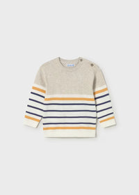 Mayoral Baby Striped Sweater- Oat Heather