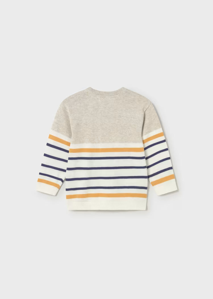 Mayoral Baby Striped Sweater- Oat Heather