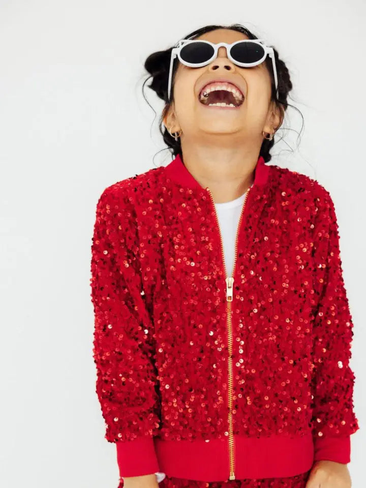 Mila & Rose Red Velvet Sequin Jacket