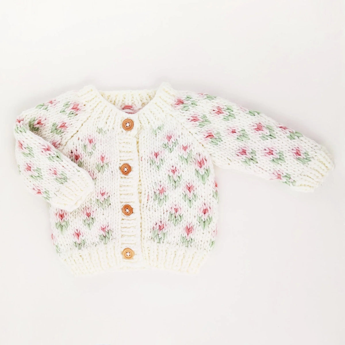 Huggalugs Bitty Blooms Blush Cardigan Sweater