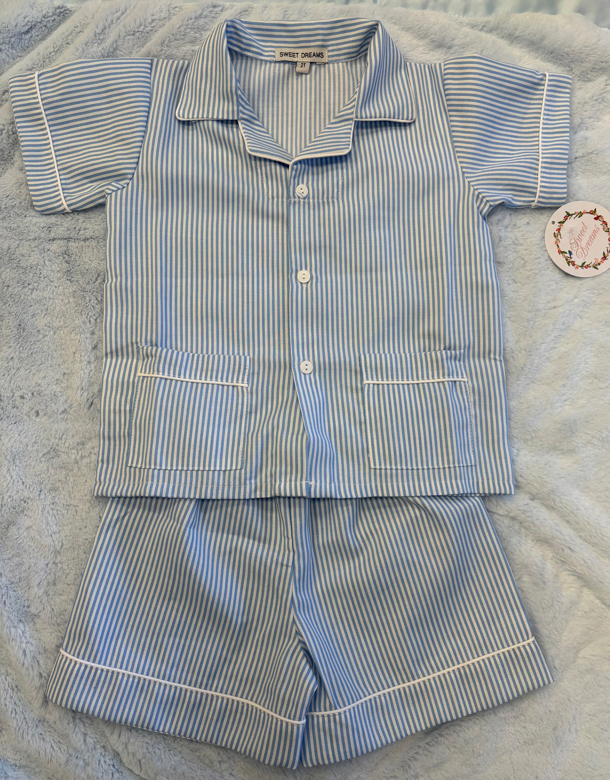 Sweet Dreams Blue Stripe Short Sleeve Pajamas