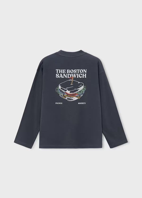 Boston Kids Back Graphic T-Shirt- Indigo