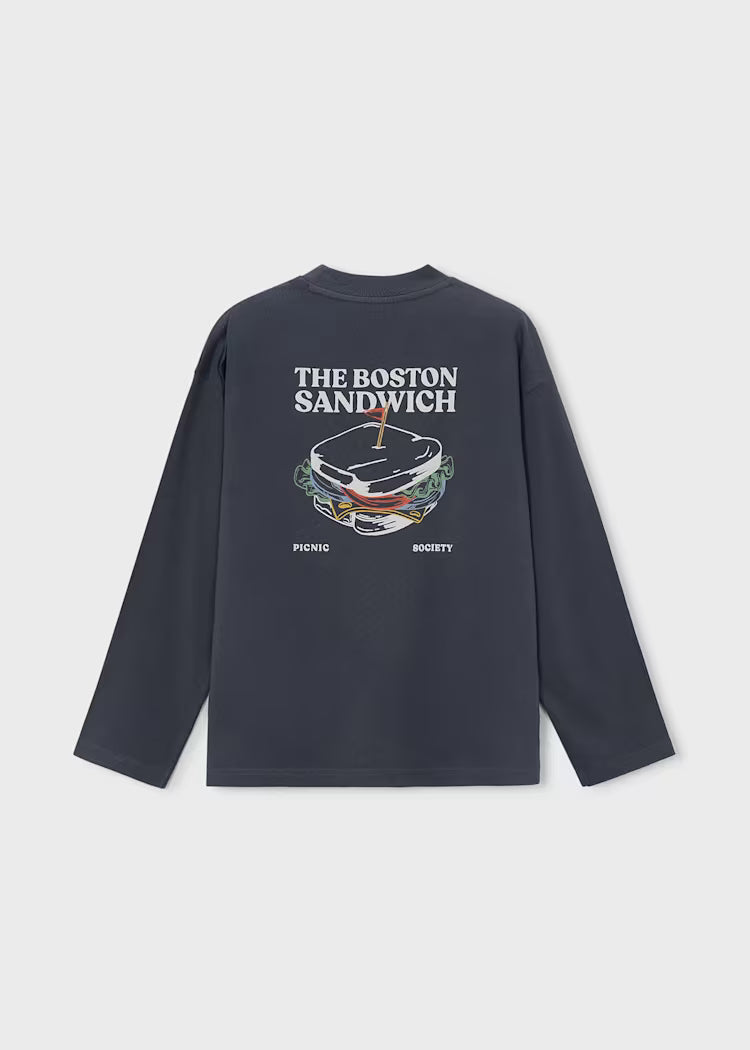 Boston Kids Back Graphic T-Shirt- Indigo