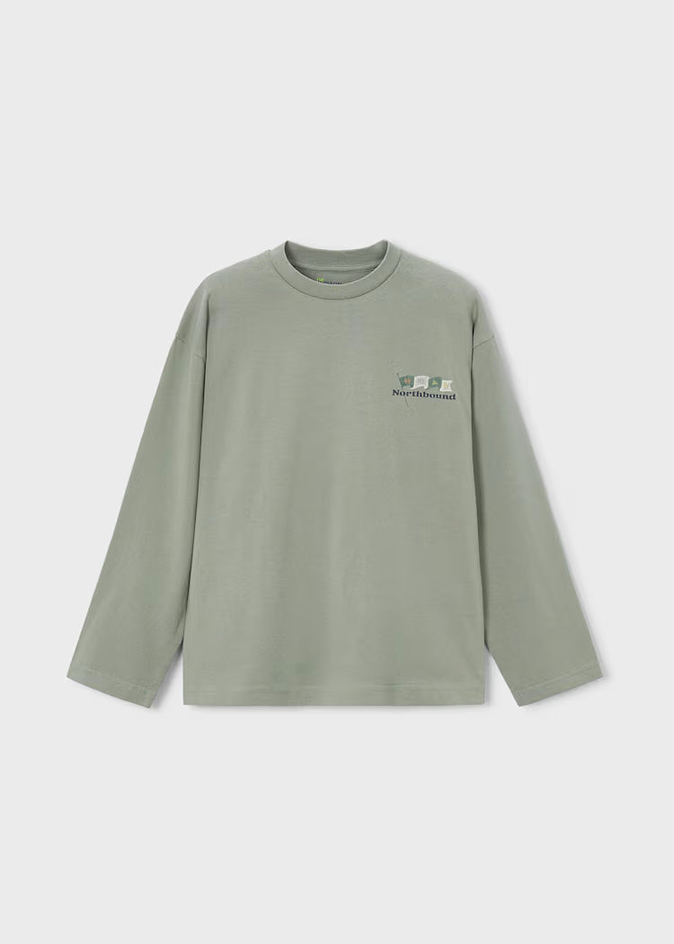Mayoral Boston Kids Printed T-Shirt- Light Moss