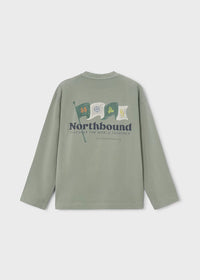 Mayoral Boston Kids Printed T-Shirt- Light Moss