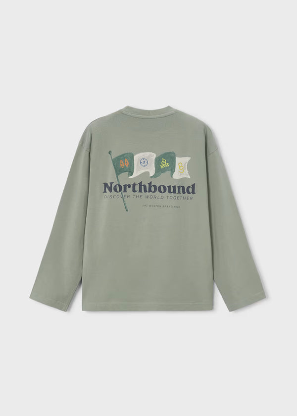 Mayoral Boston Kids Printed T-Shirt- Light Moss