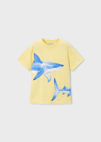 Mayoral Boy Shark Graphic T-shirt- Lemon