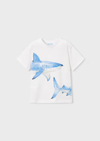 Mayoral Boy Shark Graphic T-shirt- White