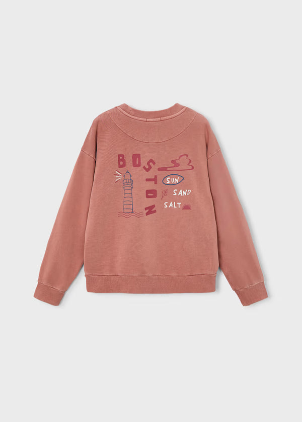 Mayoral Boy Sweatshirt Graphic Boston Kids- Red
