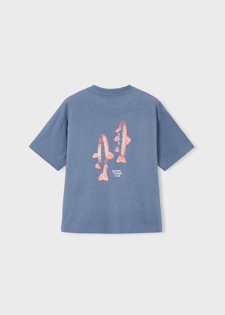 Mayoral Boy T-shirt Fish Graphic Boston Kids- Boston Fishing Club Blue