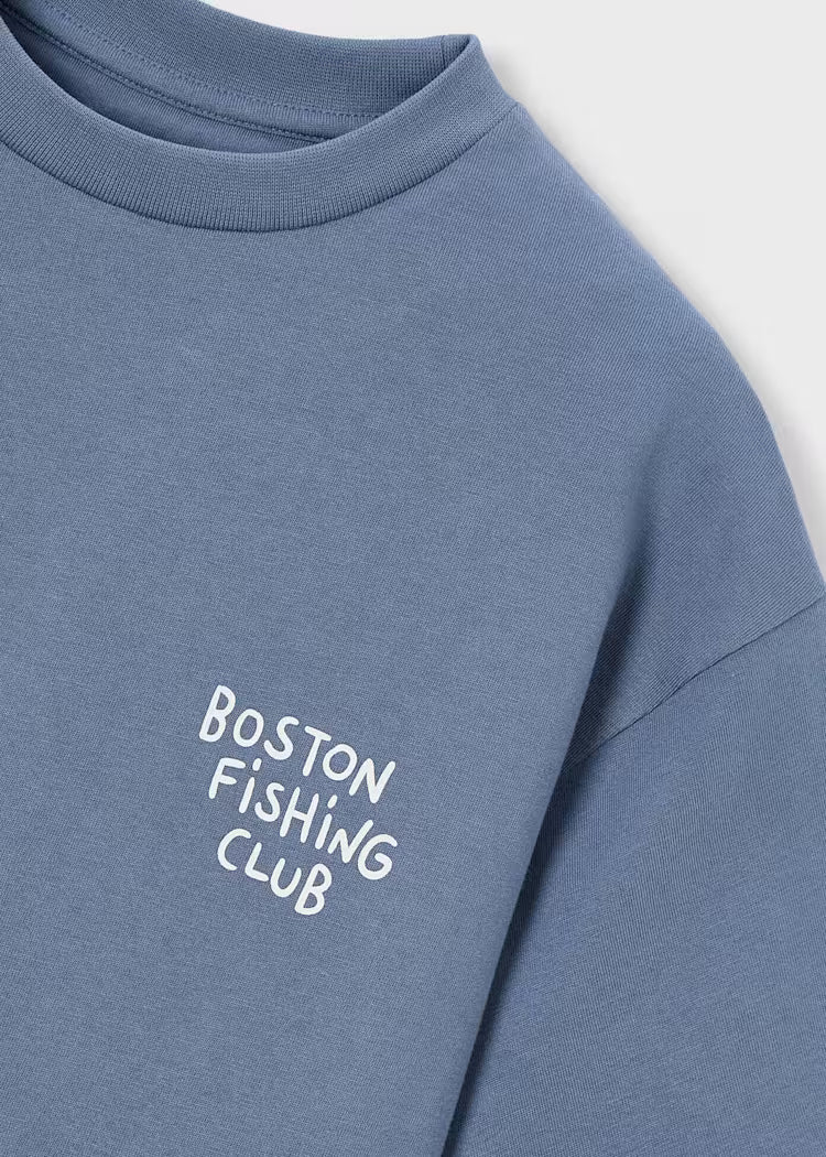 Mayoral Boy T-shirt Fish Graphic Boston Kids- Boston Fishing Club Blue