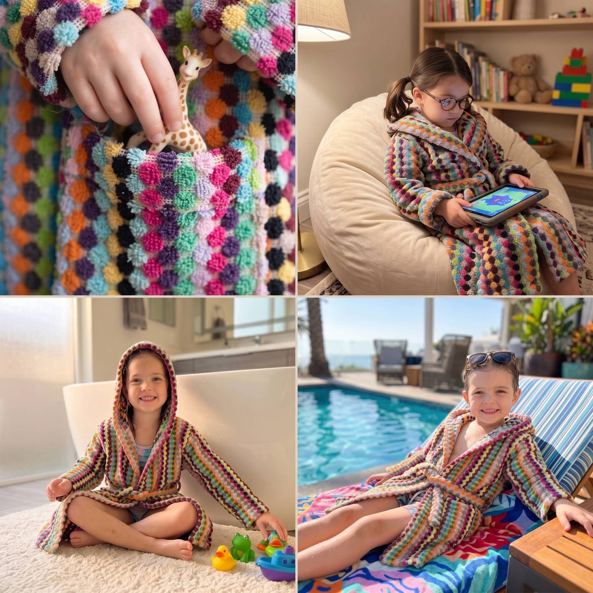 Kalkedon Towels - Pom Pom Bathrobe for Kids