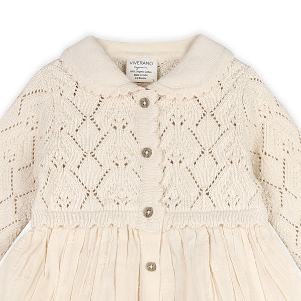Viverano Organics - Phoebe Pointelle Knit Sweater Baby Dress (Organic Cotton)