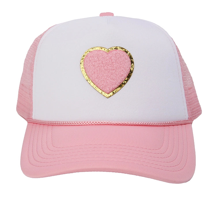 Sparkle Sister Trucker Hat with Pink Chenille Heart