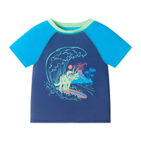 Andy & Evan - Boys Short Sleeve Rashguard Set | Navy Dino