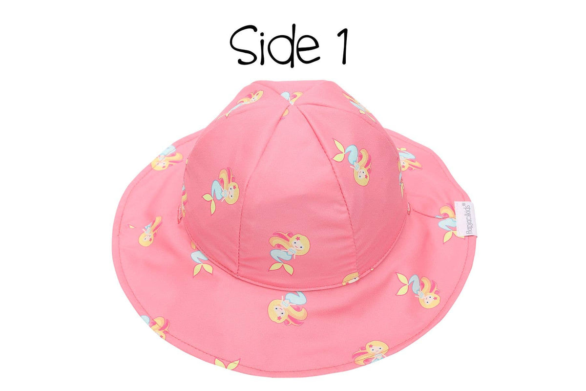 FlapJackKids - Kids UPF50+ Patterned Sun Hat - Mermaid/Seahorse