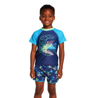 Andy & Evan - Boys Short Sleeve Rashguard Set | Navy Dino
