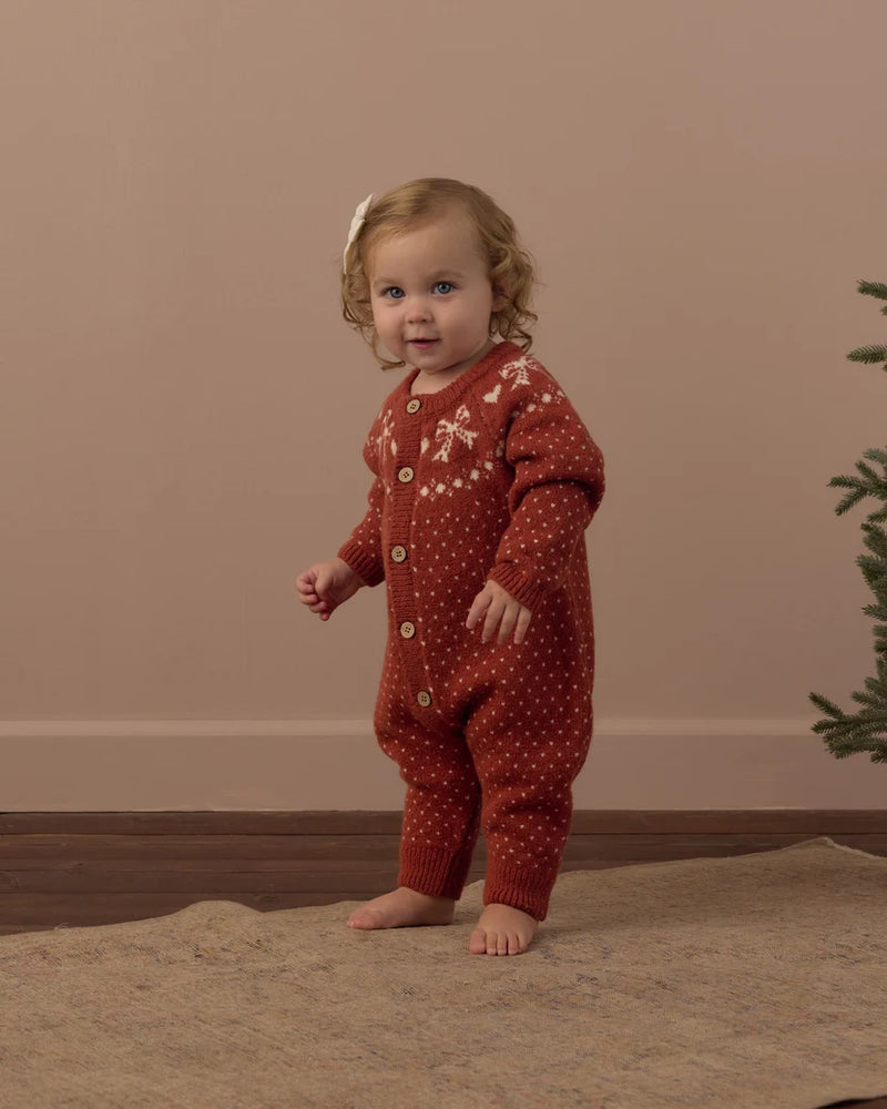 Rylee + Cru Fair Isle Romper - Ruby