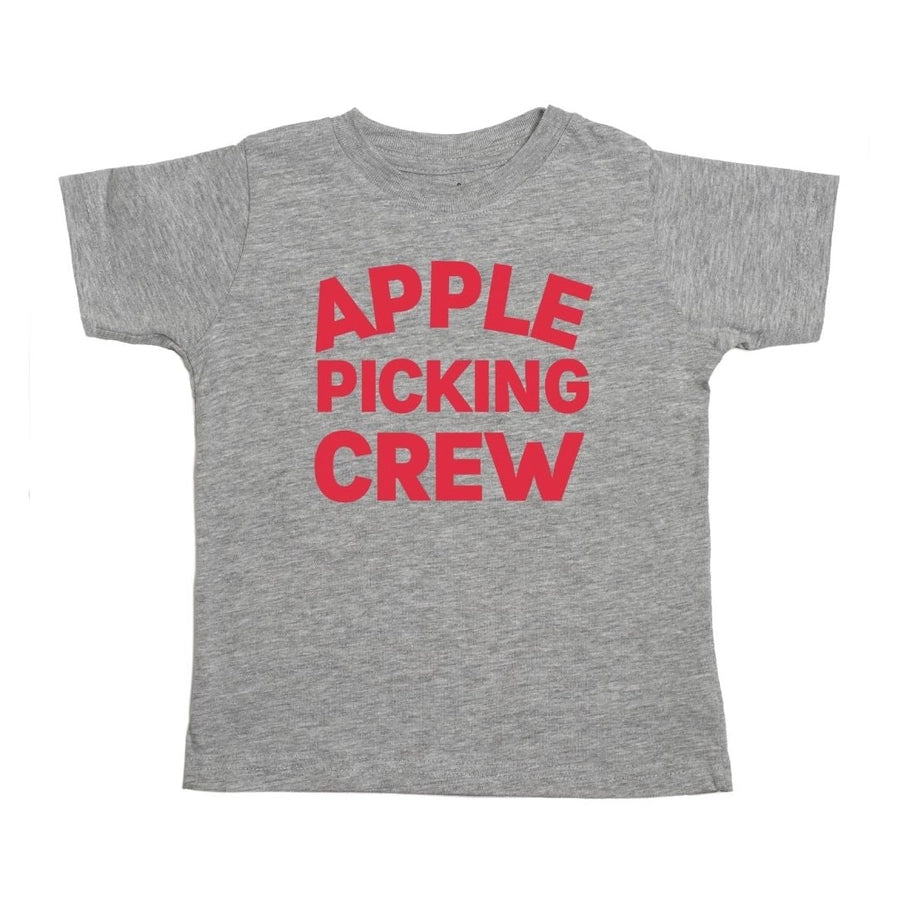 Sweet Winks  Apple Picking Crew Short Sleeve T-Shirt- Gray