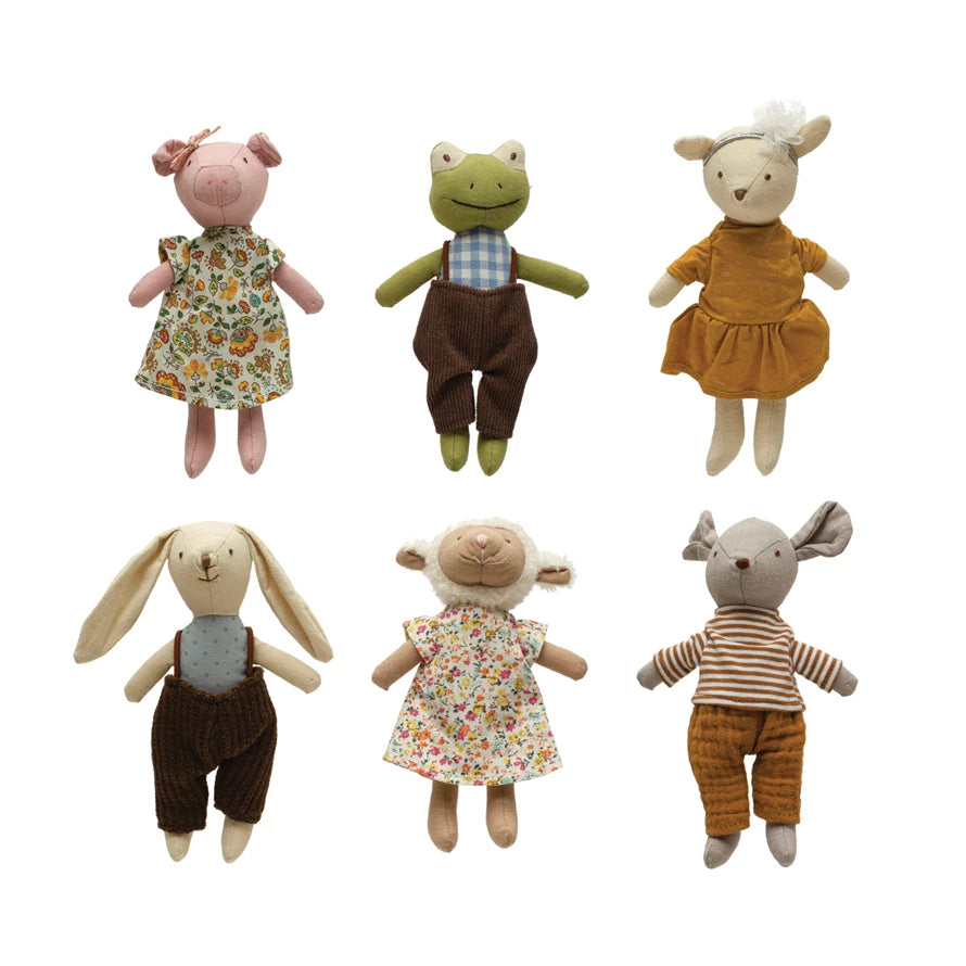Creative Co-Op Plush Animals in Clothes
