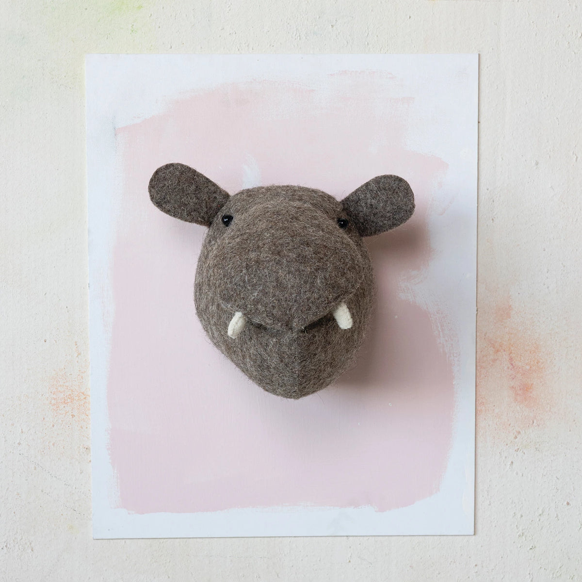 Creative Co-Op Handmade Wool Felt Hippo Head Wall Décor