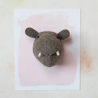 Creative Co-Op Handmade Wool Felt Hippo Head Wall Décor