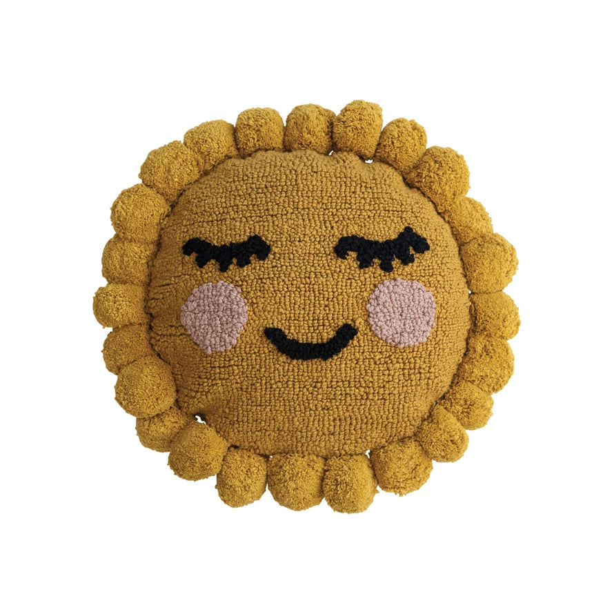 Creative Co-Op Cotton Tufted Sun Shaped Pillow