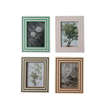 Creative Co-Op  5-3/4"W x 7-3/4"H Painted Wood Spindle Photo Frame w/ Vintage Reproduction Image, 2 Colors (Holds 5" x 7" Photo) (Hangs or Sits)