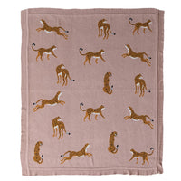 Creative Co-Op Cotton Knit Throw with Cheetahs