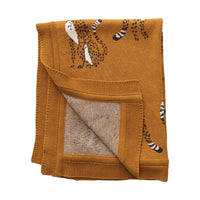 Creative Co-op Cotton Knit Baby Blanket with Cheetahs